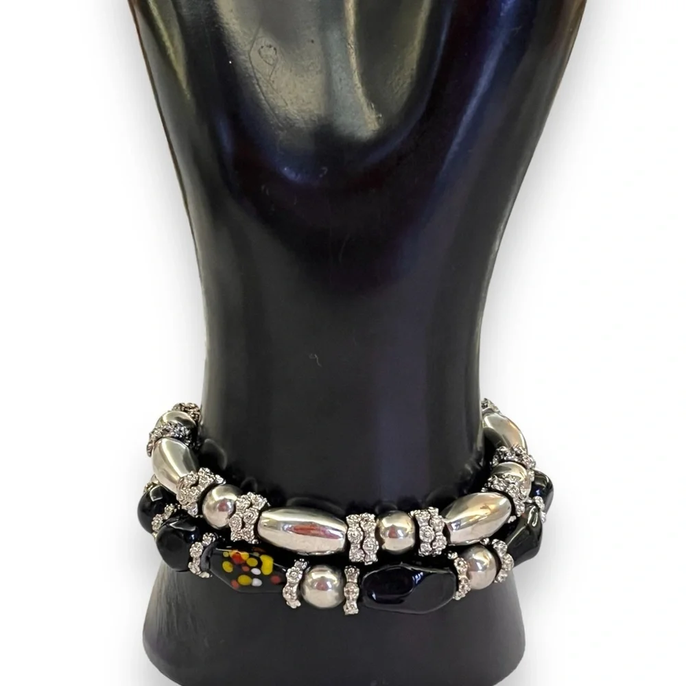 Vintage 90s Boho Watch on Beaded Stretchy Band